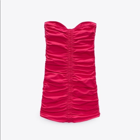 Zara RUCHED CORSET Strapless Mini Dress w/ Sweetheart Neckline Pink NEW - Picture 8 of 9